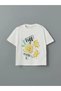 Lcw Kids Ecru Crew Neck Girls Pajama Set with Shorts - 2