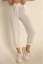 Women's Elastic Waist Linen Italian Trousers with Pockets