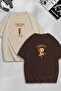 Unisex Tung Sahur and Ballerina Cappuccino Printed Lover Couple Combination Design Oversize T-Shirt 2 Pack
