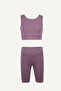 Bottom Short Top Strap Crop High Waist Ribbed Leggings Set-42115 - 4