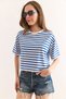 Women's Cobalt Blue Striped Crop T-Shirt Tsh-19000890 - 3
