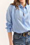 Women's Baby Blue Geometric Stripe Detailed Flowing Shirt Gml-19001335 - 6