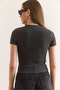 Women's Smoked Heart Low-Cut Slim Corded Crop Blouse Blz-19002939 - 2