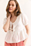 Women's Ecru Lace Detailed Woven Blouse Blz-19002947 - 5
