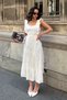 Women's White Back Bow Tie Detailed Lined Sleeveless Strap Long Scallop Dress - 4