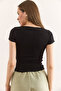 Women's Black Collar Detailed Crop Camisole Blouse Blz-19002889 - 2