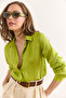 Women's Pistachio Green Thin Stripe Woven Shirt Gml-19001336