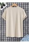 Bull Symbol T-Shirt - Beige Printed Oversize Crew Neck Short Sleeve T-Shirt - 2