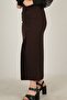 Leather Detailed Lined Pleated Portoriko Fabric Mother Skirt - 4