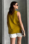 Women's Mustard Button V Neck Ethnic Print 100% Cotton Tank Top - 6