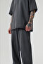 Men's Summer Short Sleeve Oversize Smoked Two Thread Tracksuit Set - 3