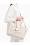 Women's All-Monogram Logo Adjustable and Detachable Shoulder Strap Medium Size Jacquard Canvas Beige - 4