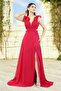 FRONT PLEATED SHOULDERS AND BACK FLUFFY SLIT CHIFFON WEDDING- ENGAGEMENT DRESS - 7