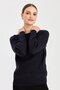 Women's Crew Neck Braided Sweater Navy Blue - 8