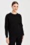 Women's Crew Neck Braided Sweater Black