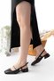Classic Women's Short Heel Shoes with Pearl Detail - 3