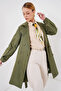 5864 Double Breasted Collar Short Trench Coat - Khaki - 4