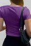 Women's Purple U-Neck Short Sleeve Ribbed Camisole Blouse Body - 2