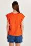 Women's Relax Fit Comfortable Cut 100% Cotton Basic Orange Crew Neck T-Shirt Blouse - 3
