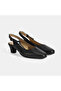 Women's Black Adjustable Buckle DesaComfort Leather Heeled Shoes