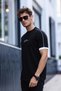 Men's Slim Fit Crew Neck T-Shirt with Shoulder Piping Detail - 5