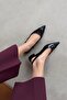 Hubert Women's Heeled Wrinkled Leather Shoes Black