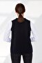 Women's Steel Knit Pocket Zippered Plain Knitwear Vest Dark Blue - 4