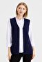 Women's Steel Knit Pocket Zippered Plain Knitwear Vest Y.a.navy blue - 3