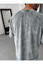 Gray Crest Embroidered Washed Oversize T-Shirt Jj-307 - 5