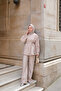 Women's Pleated Detailed Belted Double Suit Powder - 4