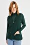 Women's Steel Knit Pocket Zippered Plain Knitwear Vest Green