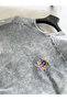 Gray Crest Embroidered Washed Oversize T-Shirt Jj-307 - 8