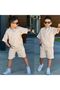 Boy's Muslin Judge Collar Shirt and Shorts Set Eid Summer - 2