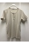 Cotton Solid Color Normal Fit Buttoned Lycra Cotton Ribbon Cotton Short Sleeve Women's Mother's Combed Tee