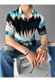 Men's Oversize Print Cuban Collar Short Sleeve Shirt Black - 2