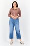 Women Spread Collar Ribbed Zipper Cardigan, Brown - 4