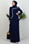 Silver Stone Embroidered Dress Navy Blue - 4