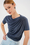 Short Sleeve Sandy Blouse with Shirring Detail 945 - Anthracite - 4