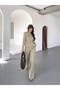 Women's Belted Gold Button Detail Suit Khaki - 7