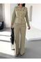 Women's Belted Gold Button Detail Suit Khaki - 6