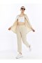 Women's Beige Two-Piece Linen Shirt Pants Top and Bottom Set
