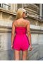 Women's Pink Elastic Waist Strapless Jumpsuit Hzl25S-Zk11121 - 5