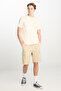100% Cotton Relaxed Fit Wide Cut Regular Waist Beige Chino Shorts
