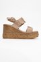 Oli̇en Beige Suede Genuine Leather Women's Wedge Heeled Sandals - 6