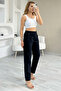 Women's Cleo High Waist Elastic Back Side Double Button Fabric Trousers - 4