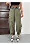 Zeo Basic Parachute Fabric White Cargo Pants with Written Elastic in the Waist and Elastic at the Legs - 4