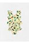 Girl's Cream Color Leaf Palm Print Quick Dry Tight Woven Bikini Set with Flared Sleeves