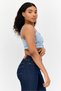 Women Sweat Heart Neck Sleeveless Washed Tank Top, Sky Blue - 2