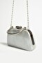 Model Evening Dress Bag with Glittery Hand and Long Chain Strap - 8