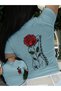 Women's Baby Blue Rose Women's Printed Oversize T-Shirt